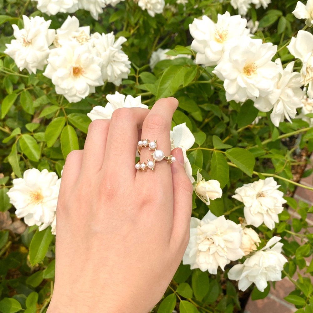💕Last one Faux Pearls Circle Geometric Rings - Picture 7 of 9